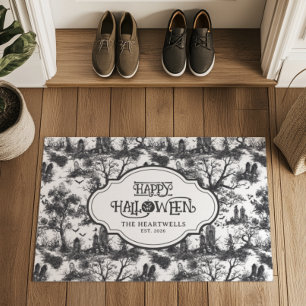 Paillasson Modèle de toile grise de cimetière d'Halloween Nom