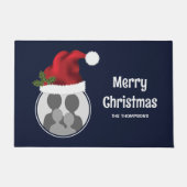 Paillasson Modèle photo personnalisé Red Santa Hat sur bleu (Devant)