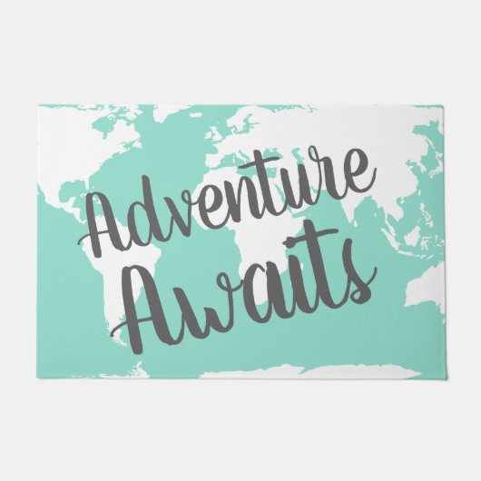 Paillasson Modern Adventure Attend World Map & Mint (Devant)