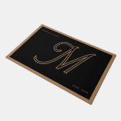 Paillasson Modern Black Gold Monogram Script Family Name (Incliné)