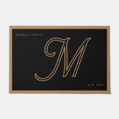 Paillasson Modern Black Gold Monogram Script Family Name (Devant)