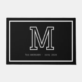 Paillasson Modern Black White Monogram Script Family Name (Devant)
