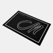 Paillasson Modern Black White Monogram Script Family Name (Incliné)