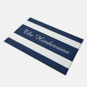 Paillasson Modern Blue Stripes Nom de famille (Incliné)