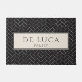 Paillasson Modern Herringbone Family Name Black Pattern (Devant)
