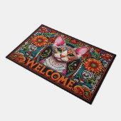 Paillasson Moderne Adorable Devon Rex Cat Accueil Vibrant (Incliné)