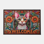 Paillasson Moderne Adorable Devon Rex Cat Accueil Vibrant (Devant)