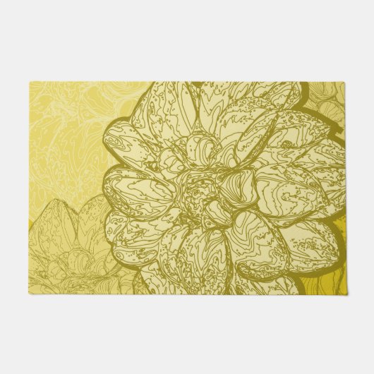 Paillasson Moderne Décoratif Fleuri Jaune Design (Devant)