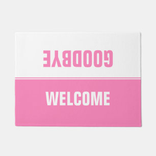 Paillasson Moderne Design simple Rose et blanc Bienvenue Adie