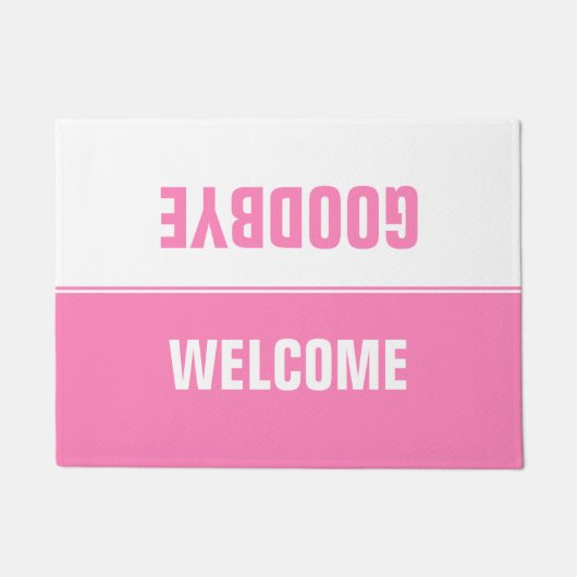 Paillasson Moderne Design simple Rose et blanc Bienvenue Adie (Devant)