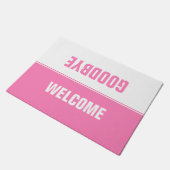 Paillasson Moderne Design simple Rose et blanc Bienvenue Adie (Incliné)