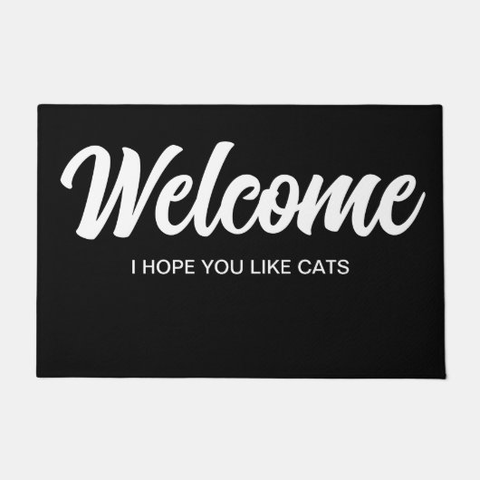 Paillasson Moderne élégant Black Welcome I Hope You Like Cats (Devant)