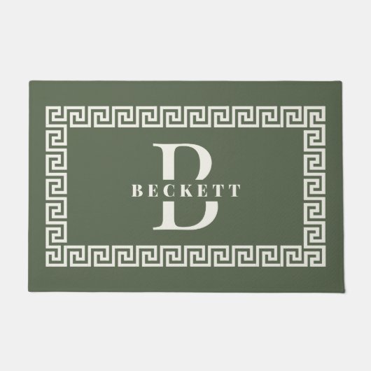 Paillasson Moderne Elégant Sage Grèce clé cadre Monogramme (Devant)