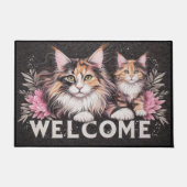 Paillasson Moderne et élégant Maine Coon Chat Bienvenue (Devant)
