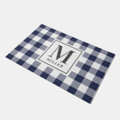 Paillasson Moderne ferme Bleu Buffalo Chèque Monogramme (Incliné)