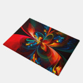 Paillasson Moderne Floral Abstrait Art Orange Bleu Motif #14 (Incliné)