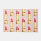 Paillasson Moderne Pastel rose & rouge Motif à lèvres (Devant)