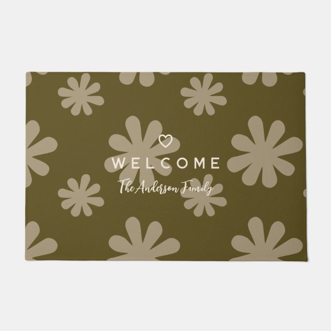 Paillasson Moderne Retro Chic Daisy Fleurs Accueil (Devant)