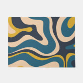 Paillasson Moderne Retro Liquid Swirl Abstrait Motif Bleu (Devant)