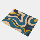 Paillasson Moderne Retro Liquid Swirl Abstrait Motif Bleu (Incliné)