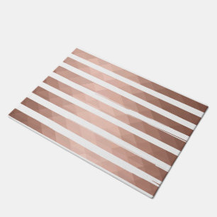 Paillasson Moderne rose or blanc rayures chic fille