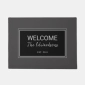 Paillasson Moderne rustique gris foncé noir d'accueil nom de  (Devant)