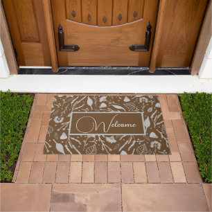 Paillasson Moderne Silver Floral tendance Brown personnalisé