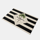 Paillasson Moderne Tropical Beach Palm Tree Script Monogramme (Incliné)