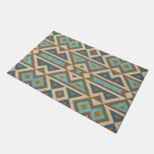 Paillasson Moderne Turquoise Bleu Orange Taupe Motif d'art Br (Incliné)