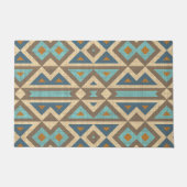 Paillasson Moderne Turquoise Bleu Orange Taupe Motif d'art Br (Devant)