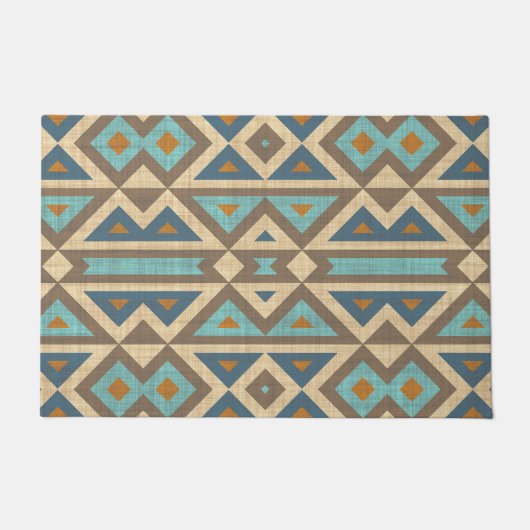 Paillasson Moderne Turquoise Bleu Orange Taupe Motif d'art Br (Devant)