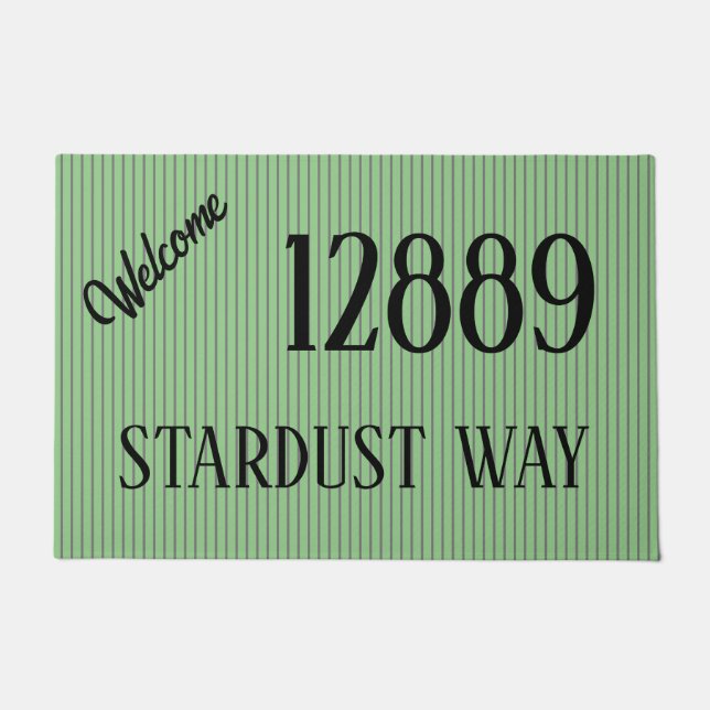 Paillasson Mon adresse sur une porte verte (Devant)