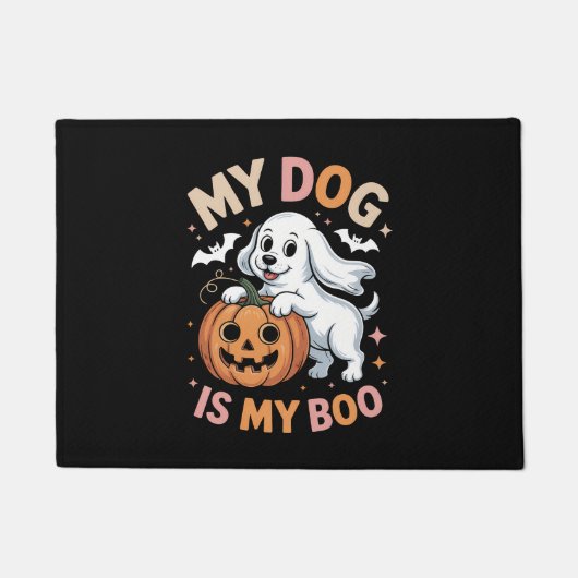 Paillasson Mon chien est mon garçon Drôle Halloween (Devant)