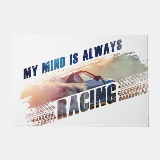 Paillasson Mon esprit est toujours la course Homme & Femme's  (Devant)