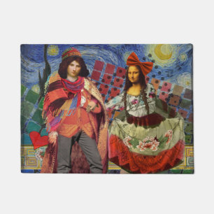 Paillasson Mona Lisa Romantique Drôle Coloré Travail d'art
