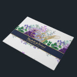Paillasson Monogram Blue Purple Floral Gold Newlyweds Wedding<br><div class="desc">Elegant commemorative wedding gift for the newlyweds allowing you add their surname,  monogram,  names and wedding date. Design here is a lovely deep navy blue and purple floral bouquet with gold colored calligraphy and typographiy.</div>