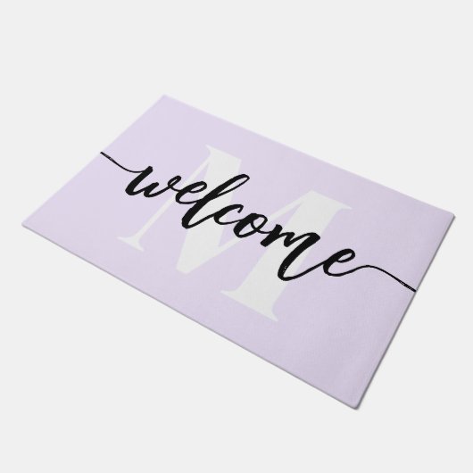 Paillasson Monogram Brush Script Welcome Pastel Purple (Incliné)