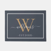 Paillasson Monogram Chic Gold Script Names Wedding Dark Blue (Devant)