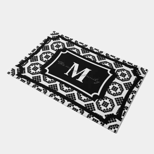 Paillasson Monogram classe élégant noir et blanc élégant (Incliné)