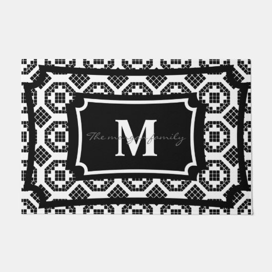 Paillasson Monogram classe élégant noir et blanc élégant (Devant)