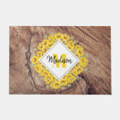 Paillasson Monogram de Rustic Sunflowers & Wood Texture (Devant)