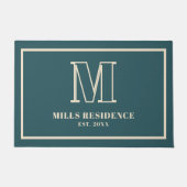 Paillasson Monogram Family Year Established Teal Champagne (Devant)