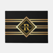 Paillasson Monogram Faux Gold Geometric BLACK (Devant)