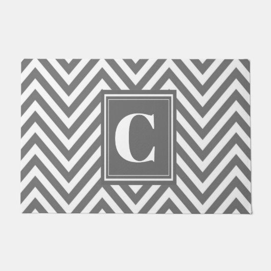 Paillasson Monogram Grey Chevron Doormat (Devant)