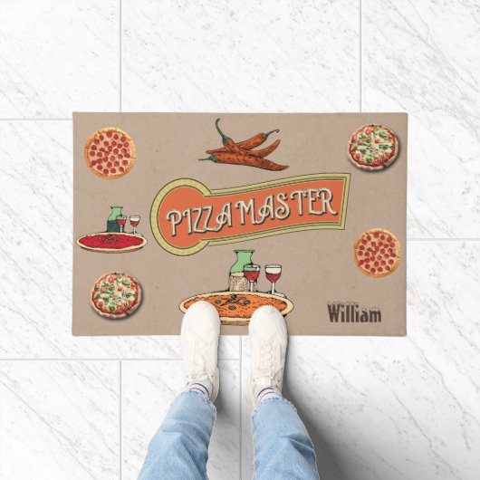 Paillasson Monogram Pizza maître Cool d'art graphique (Intérieur)