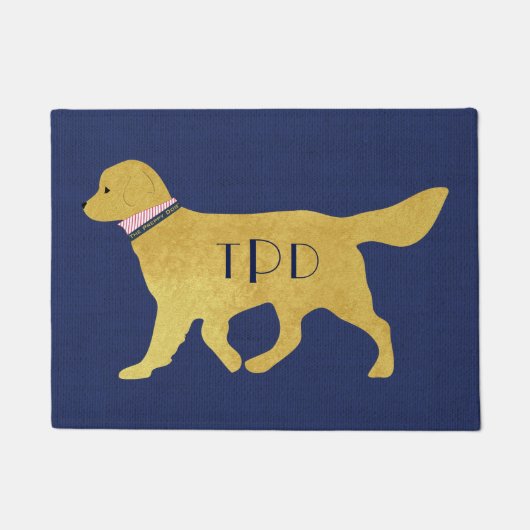Paillasson Monogram Preppy Golden Retriever Navy Jute (Devant)