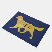Paillasson Monogram Preppy Golden Retriever Navy Jute (Incliné)