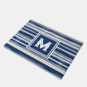 Paillasson Monogramme à rayures bleues et blanches (Incliné)