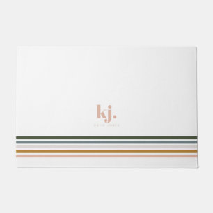 Paillasson Monogramme à rayures rétro chic