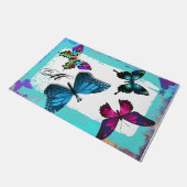 Paillasson Monogramme avec des papillons Aqua Morpho Realm (Incliné)